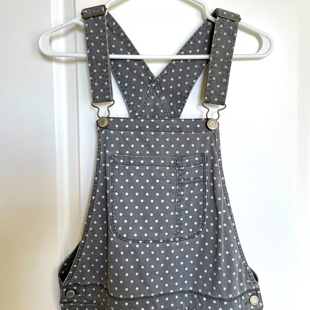 Gray Polka Dot AEO Overall Shorts